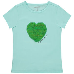 T-shirt κοντομάνικο με καρδιά με glitter Main T-shirt κοντομάνικο με καρδιά με glitter