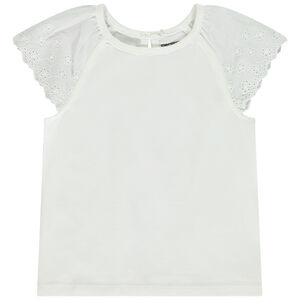 Κοντομάνικο μπλουζάκι με αγγλική δαντέλα για bebe κορίτσι 
