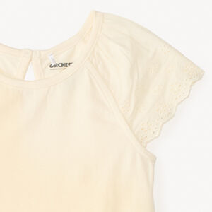 T-shirt με κοντά μανίκια από λείο ύφασμα σε μονόχρωμο για κορίτσι μωρό 