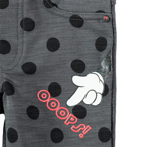 Φανελένιο κολάν σε ύφανση slub πουά με στάμπες Minnie της Disney 