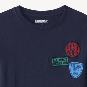 Τ-shirt με μακριά μανίκια για αγόρια με κεντημένα παράσημα 
