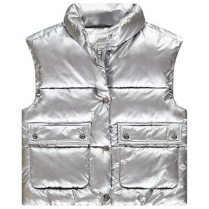 Αμάνικο μπουφάν μονόχρωμο με ιριδίζουσα όψη για κορίτσι 