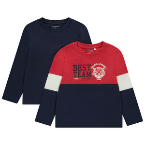 Σετ 2 μπλούζων μακρυμάνικων με εφέ color block για αγόρι 