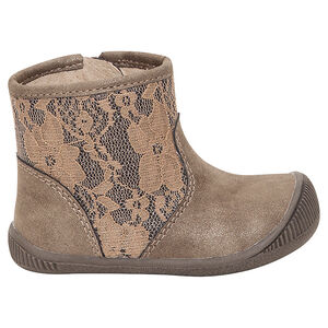 Χρυσά μποτίνια με πάνω μέρος με δαντέλα  