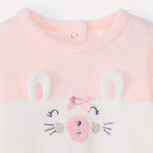 Βελούδινο δίχρωμο σώμα ύπνου για μωρό κορίτσι με κέντημα λαγού και αυτιά 3D 