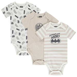 Σετ από 3 κοντομάνικα μπόντι Batman για μωρό αγόρι με διαφορετικά ανοίγματα ανάλογα με την ηλικία 