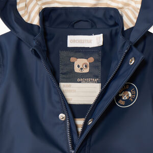 Πarka μονόχρωμο μπλε ναυτικό με κουκούλα και χαριτωμένα αυτιά 3D για bebe αγόρι 