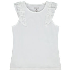 Αμάνικο μπλουζάκι με βολάν και broderie anglaise για κορίτσι 