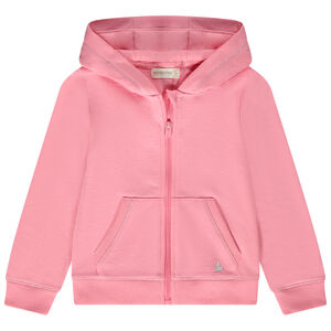 Ζακέτα με κουκούλα από molleton μονόχρωμο για κορίτσι 