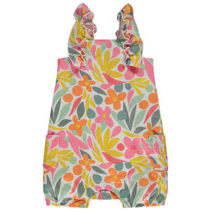 Κοντή ολόσωμη φόρμα με βολάν και λουλουδάτο σχέδιο για bebe κορίτσι 