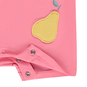 Combi κοντό με τιράντες με βολάν και κέντημα για bebe κορίτσι 