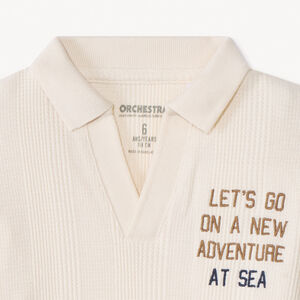 Polo manches longues effet côtelé pour garçon 