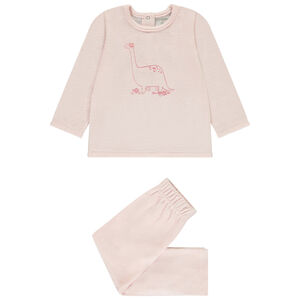 Σετ πιτζάμας μακρύ από βελουτέ με σχέδιο δεινόσαυροι για μωρό κορίτσι 