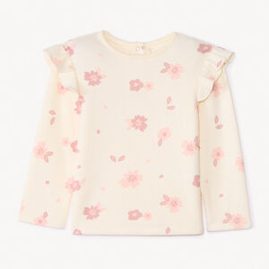 T-shirt manches longues imprimé à volants pour bébé fille  Main T-shirt manches longues imprimé à volants pour bébé fille