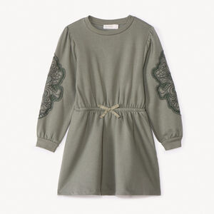 Robe manches longues en molleton brodé pour fille 