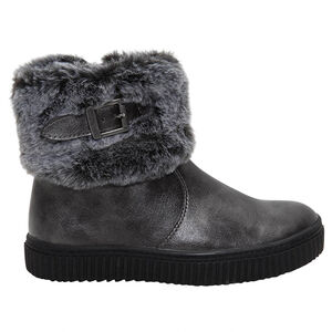 Χαμηλά μποτάκια ιριδίζοντα με συνθετική γούνα στο πάνω μέρος και ζεστή επένδυση 