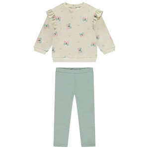 Σετ φούτερ με σχέδιο πεταλούδα + μονόχρωμη φόρμα για bebe κορίτσι 