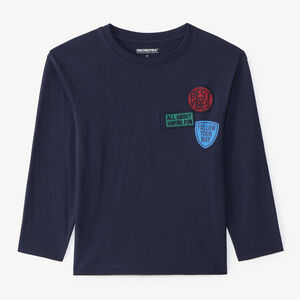 Τ-shirt με μακριά μανίκια για αγόρια με κεντημένα παράσημα 