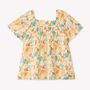 Tunique à manches courtes imprimée de fleurs pour fille bébé 