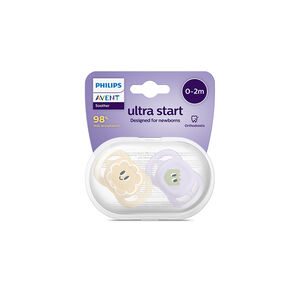 Πιπίλα Ultra Soft 0-2 μηνών μωβ/πορτοκαλί με σχέδιο 