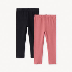 Σύνολο 2 ολόσωμων παντελονιών φλις σε μονόχρωμο για κορίτσι μωρού. 