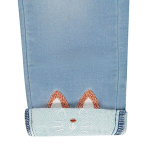 Jean effet used με γάτες κεντημένες και τσέπες για bebe κορίτσι 