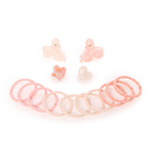 Lot de 4 barrettes nacré et 10 élastiques pour fille  