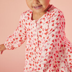 Φόρεμα μακρυμάνικο με σχέδιο καρδιές για bebe κορίτσι 