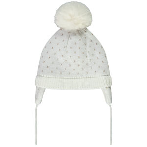 Σκουφάκι πλεκτό με πομ πομ για bebe κορίτσι 