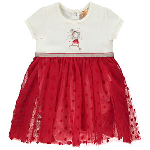 Φόρεμα γιορτινό effet 2-σε-1 bi-matière με καρδιές για bebe κορίτσι 