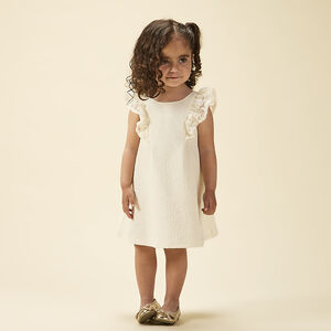 Γιορτινό φόρεμα σε jacquard με κεντημένα μανίκια για bebe κορίτσι 