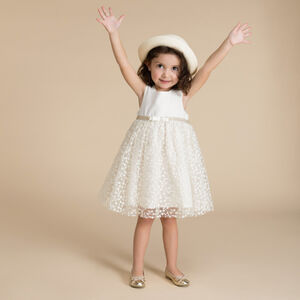 Γιορτινό φόρεμα bi-matière με ανοιχτή πλάτη σε σχήμα καρδιάς για bebe κορίτσι 