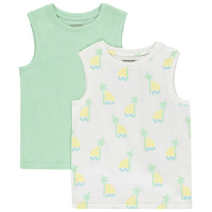 Σετ 2 αμάνικων μπλουζιών jersey με φαντεζί σχέδιο για αγόρι 