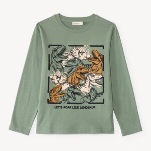 T-shirt μακρυμάνικος για αγόρια με κέντημα δεινοσαύρων 