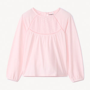 T-shirt manches longues uni à broderie pour fille 