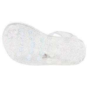 Sandales de plage transparentes pailletées et pois multicolores 