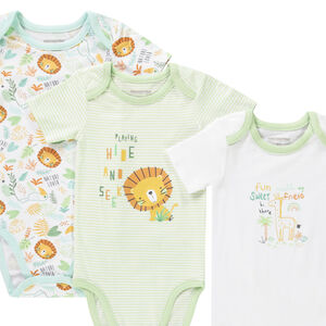 Σετ από 5 bodies κοντομάνικα λιοντάρι για bebe αγόρι με διαφορετικά ανοίγματα ανάλογα με την ηλικία 