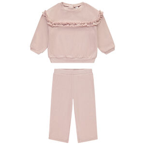 Σύνολο φαντασίας φούτερ + μονόχρωμο παντελόνι από πλέξη ριπ για κορίτσι μωρό 