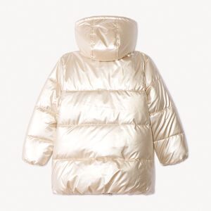 Μπουφάν με κουκούλα από ιριδίζον πάνινο ύφασμα με επένδυση sherpa για κορίτσι 
