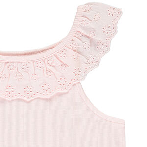 Αμάνικο μπλουζάκι με βολάν και κέντημα αγγλικής δαντέλας για κορίτσι 