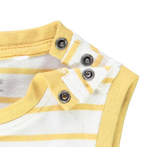 Αμάνικο μπλουζάκι ριγέ με patch τίγρη για bebe αγόρι 