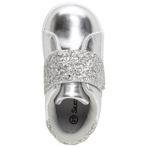 Χαμηλά ασημί αθλητικά παπούτσια με μεταλλιζέ φάσες 