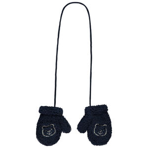 Γάντια σε sherpa κέντημα αρκουδάκι για bebe αγόρι 