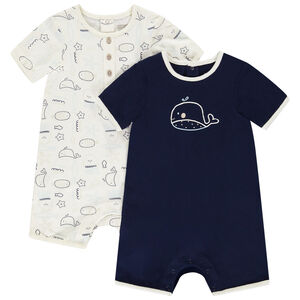 Σετ από 2 κοντές φόρμες με σχέδιο φάλαινας για μωρό αγόρι 