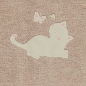 Φορμάκι βελουτέ μονόχρωμο μπεζ με γάτα φαντασία για μωρό 