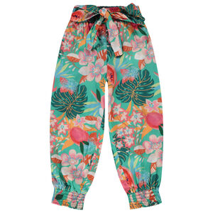 Παντελόνι 3/4 fluide style sarouel με floral σχέδιο για κορίτσι 