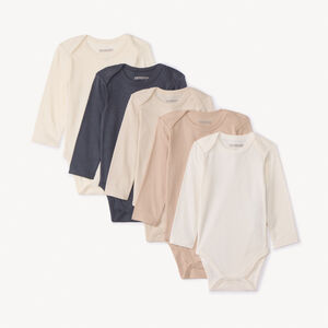 Lot de 5 bodies manches longues unis pour bébé  Main Lot de 5 bodies manches longues unis pour bébé