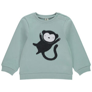 Φούτερ μακρυμάνικο με κέντημα και εφέ βουρτσιστού για μωρό αγόρι 