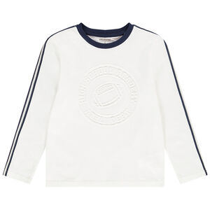 T-shirt μακρυμάνικο jersey σχέδιο embossed και ρίγες διαφορετικού χρώματος για αγόρι Main T-shirt μακρυμάνικο jersey σχέδιο embossed και ρίγες διαφορετικού χρώματος για αγόρι