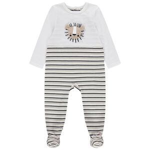 Ριγέ οργανικό φορμάκι  με ανάγλυφο λιοντάρι 